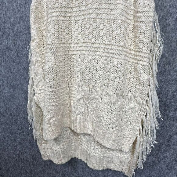 She+Sky Sweater Womens S Sleeveless Chunky‎ Knit Western Boho Fringe Mock Neck - Picture 6 of 12